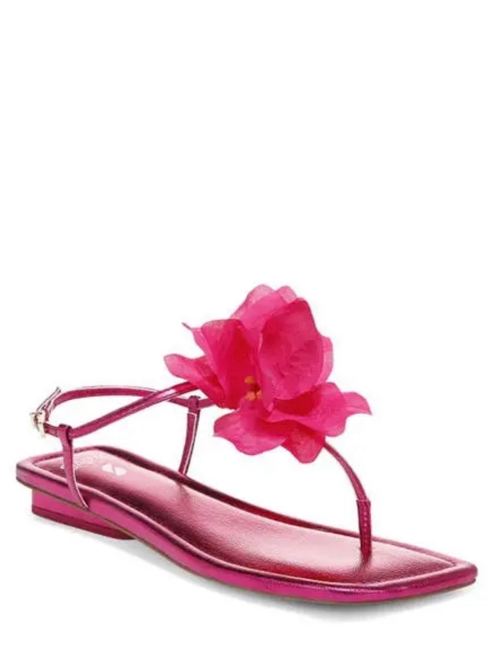 NWOB Franco Sarto Capriflore Leather Floral Applique Thong Sandals Fuchsia Sz 9